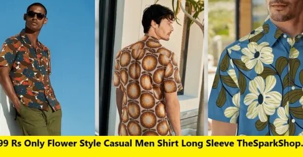 299 Rs Only Flower Style Casual Men Shirt Long Sleeve TheSparkShop.in