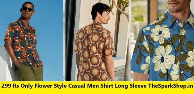 299 Rs Only Flower Style Casual Men Shirt Long Sleeve TheSparkShop.in